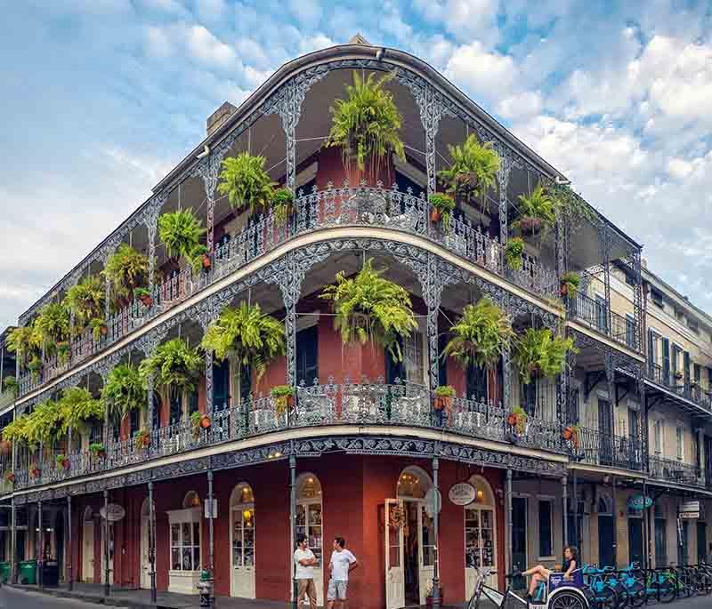 The French Quarter, New Orleans: Historic district known for vibrant nightlife, music, and unique architecture.