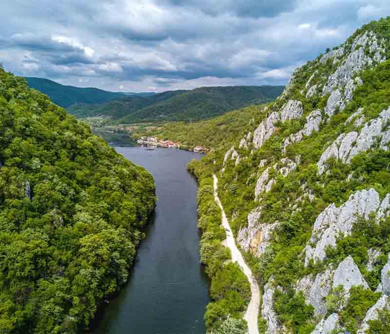 The Iron Gates - A gorge on the Danube River, known for its dramatic scenery and historical significance.