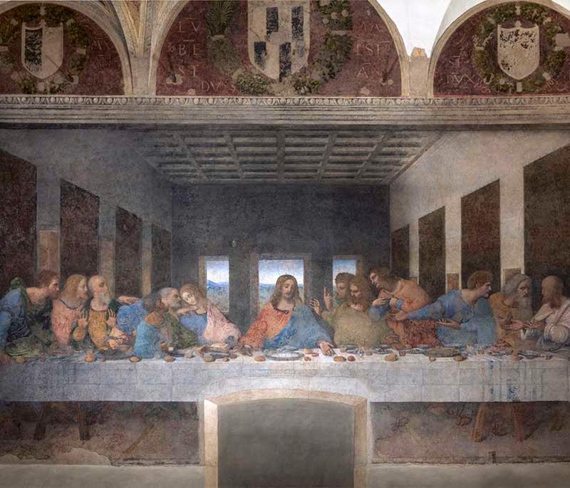 The Last Supper (Leonardo da Vinci), Milan, a famous mural in Santa Maria delle Grazie, depicting Jesus' final meal.