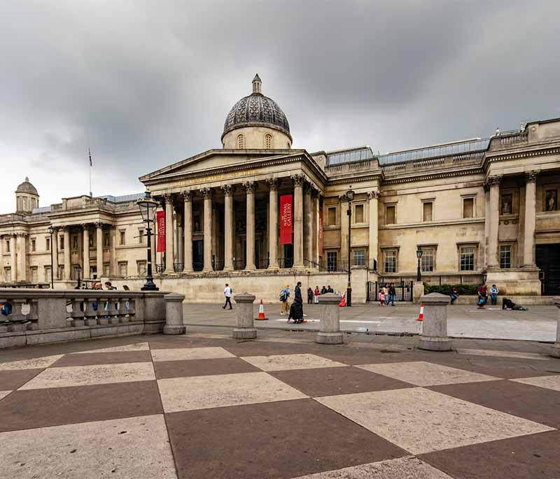 The National Gallery: Art museum in London with European paintings from the 13th to 19th centuries, showcasing masterpieces.