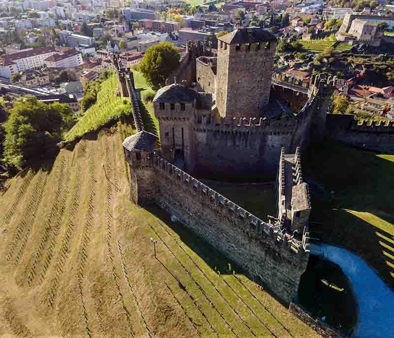 The Three Castles of Bellinzona - A UNESCO World Heritage site consisting of three well-preserved medieval castles.