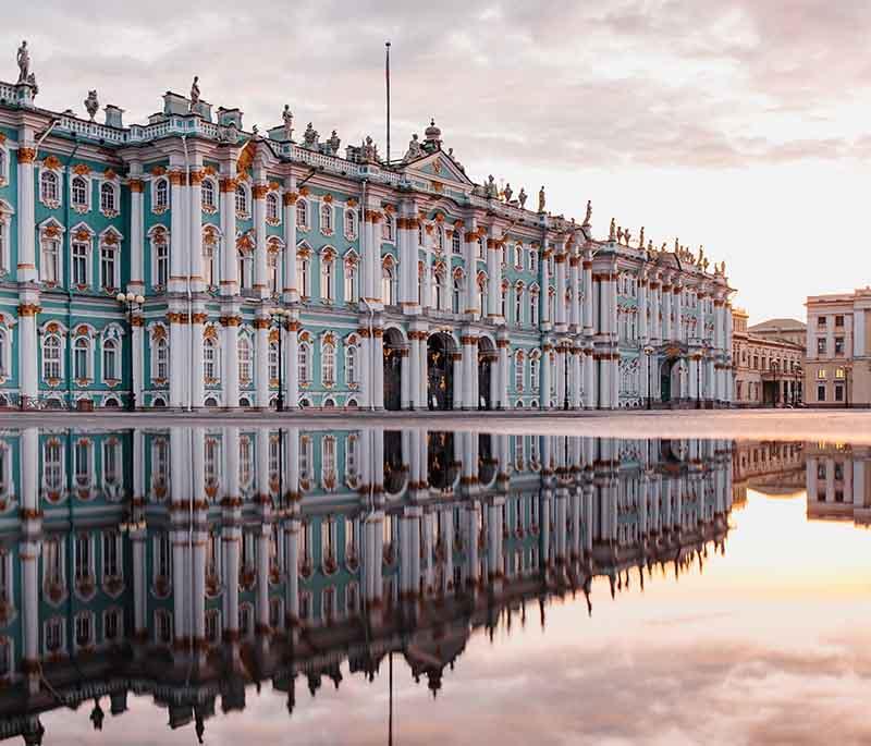 The Winter Palace, St. Petersburg: A historic palace now housing the Hermitage Museum's art collections.