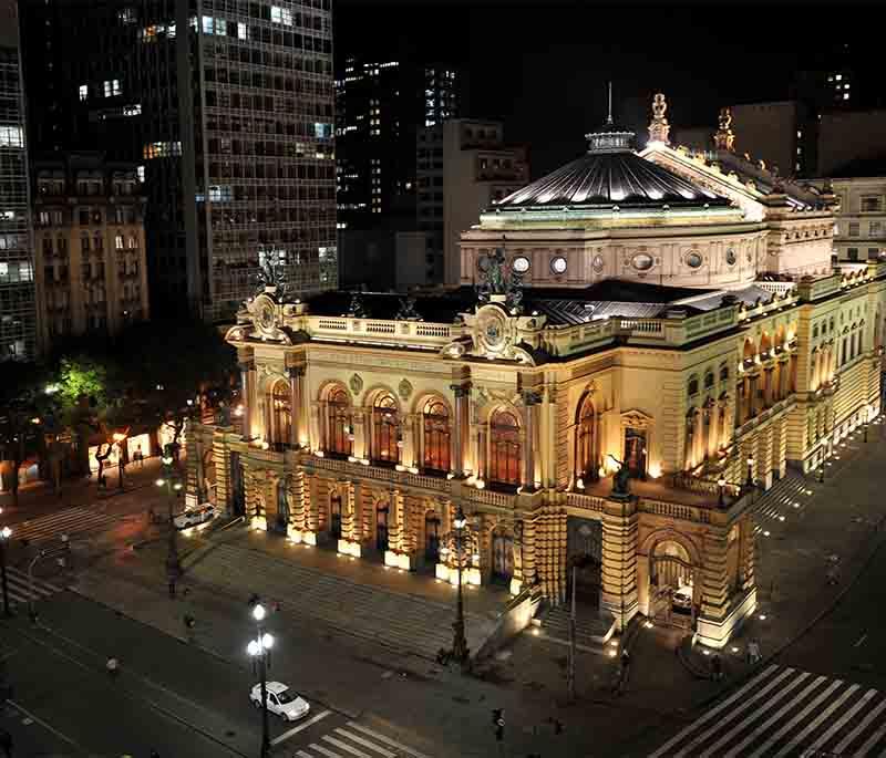 Theatro Municipal, São Paulo, an elegant opera house known for its impressive architecture and cultural performances.