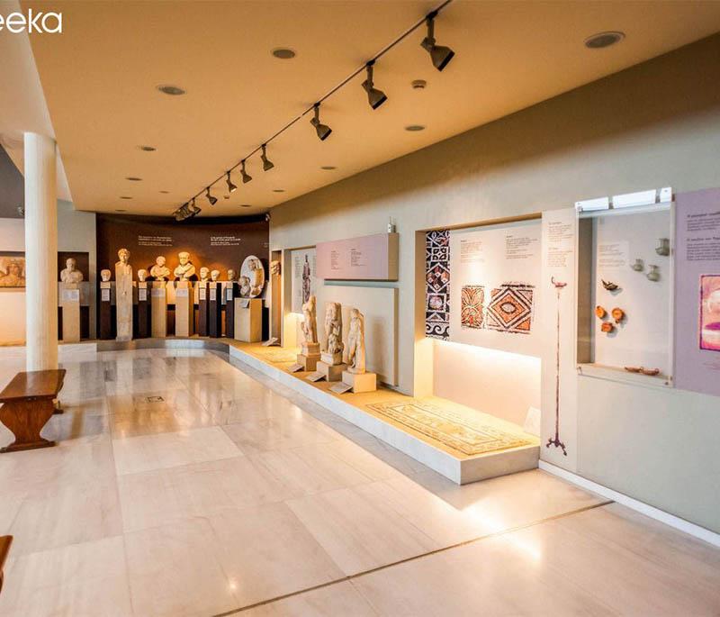 Thessaloniki Archaeological Museum, featuring artifacts from Macedonia, including gold jewelry and ancient statues.