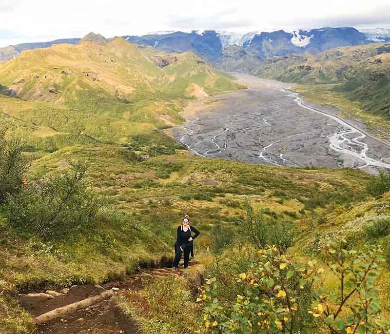 Thorsmork Nature Reserve, a beautiful valley surrounded by mountains and glaciers, offering excellent hiking trails.