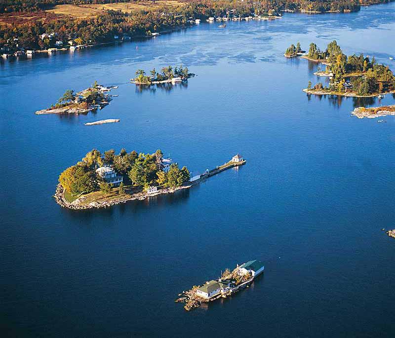 Thousand Islands in Ontario is a scenic area along the U.S.-Canada border known for its beautiful islands historic castles.