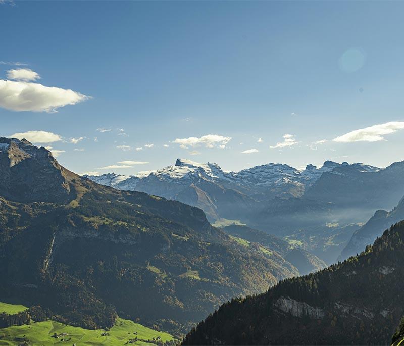 Titlis - A mountain in the Urner Alps, known for its revolving cable car, year-round snow, and stunning views.