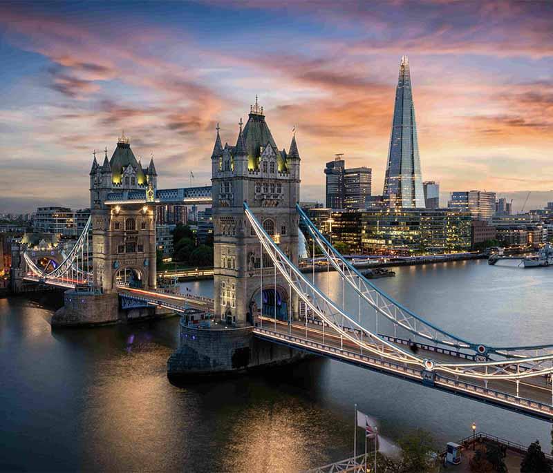 Tower Bridge: Iconic bascule and suspension bridge in London, known for its twin towers' stunning beauty.