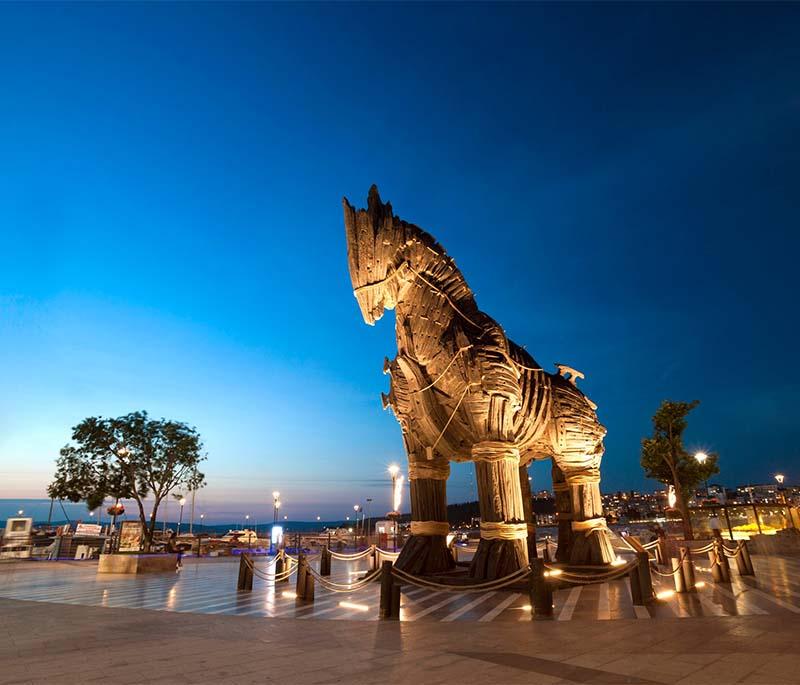 Troy - The legendary city of the Trojan War, featuring archaeological ruins and a replica of the Trojan Horse.