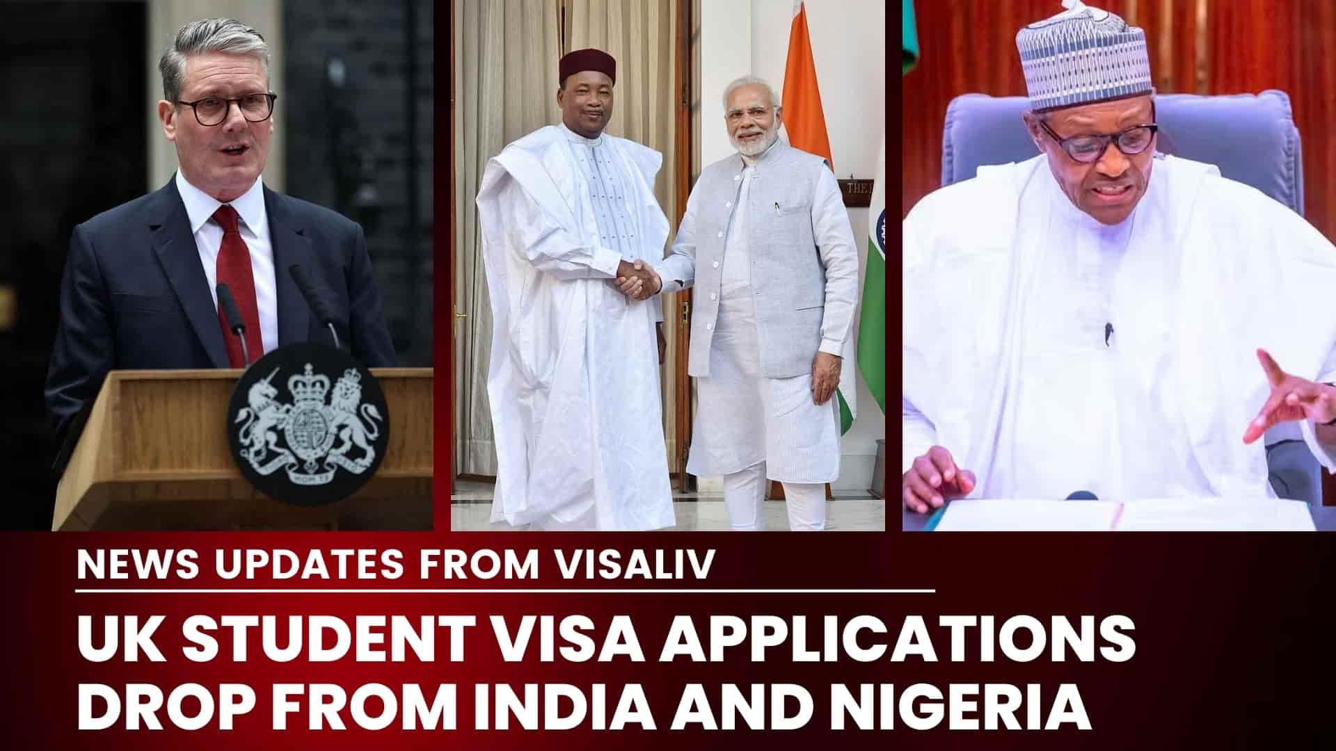 UK sees a decline in student visa applications from India and Nigeria, affecting international student numbers.