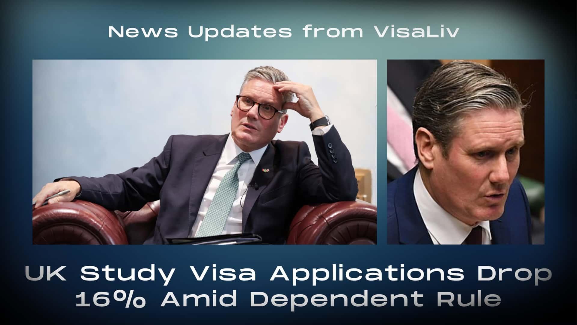 UK study visa applications have decreased by 16% due to new dependent visa rules affecting international students.