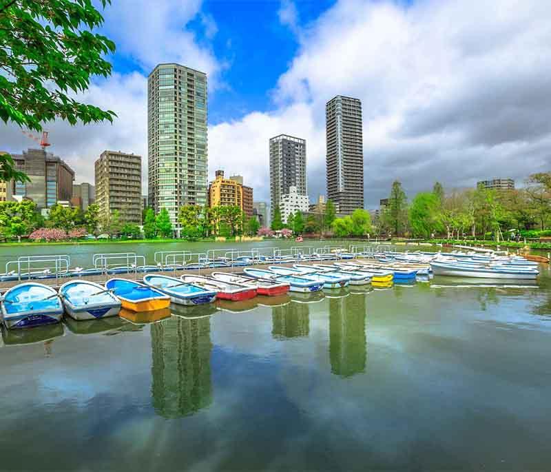 Ueno Park, Tokyo - A large public park with museums, a zoo, stunning cherry blossoms in spring, and peaceful ponds.