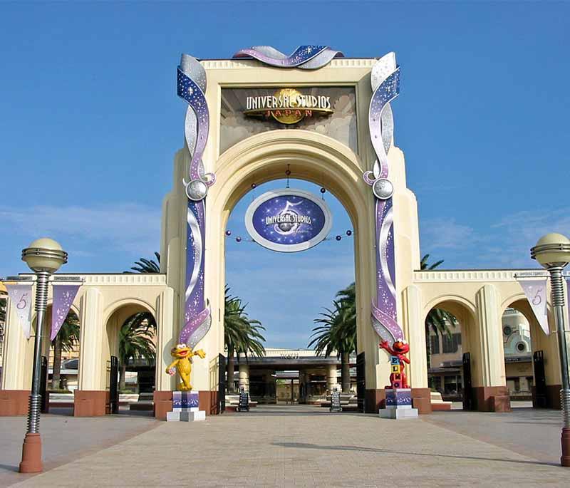 Universal Studios Japan, Osaka, a popular theme park featuring attractions based on famous movies and TV shows.