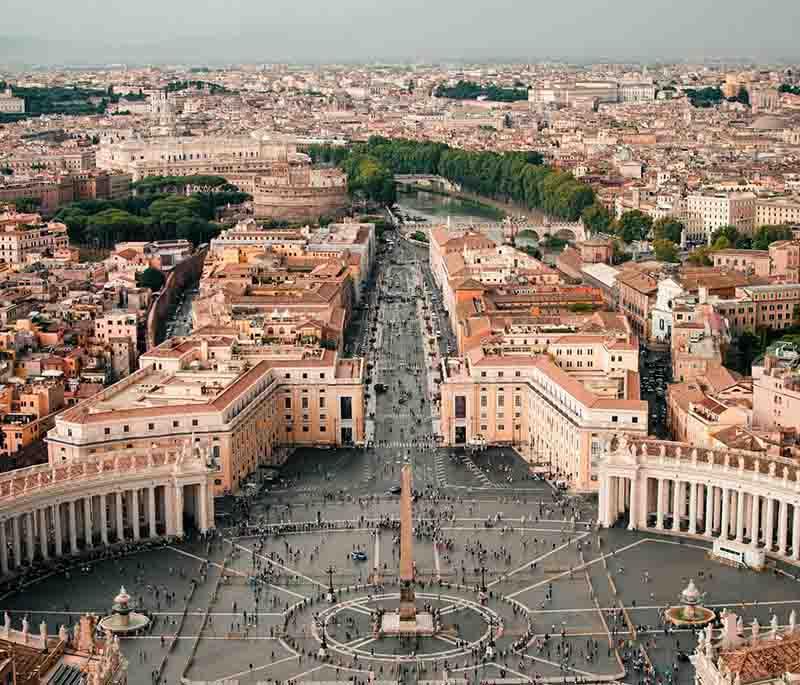 Vatican City, Rome, the smallest state, home to the Pope, St. Peter's Basilica, the Vatican Museums, and Sistine Chapel.