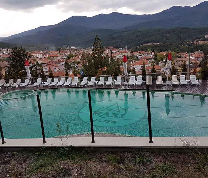 Velingrad, a popular spa resort in the Rhodope Mountains, known for its therapeutic mineral springs.