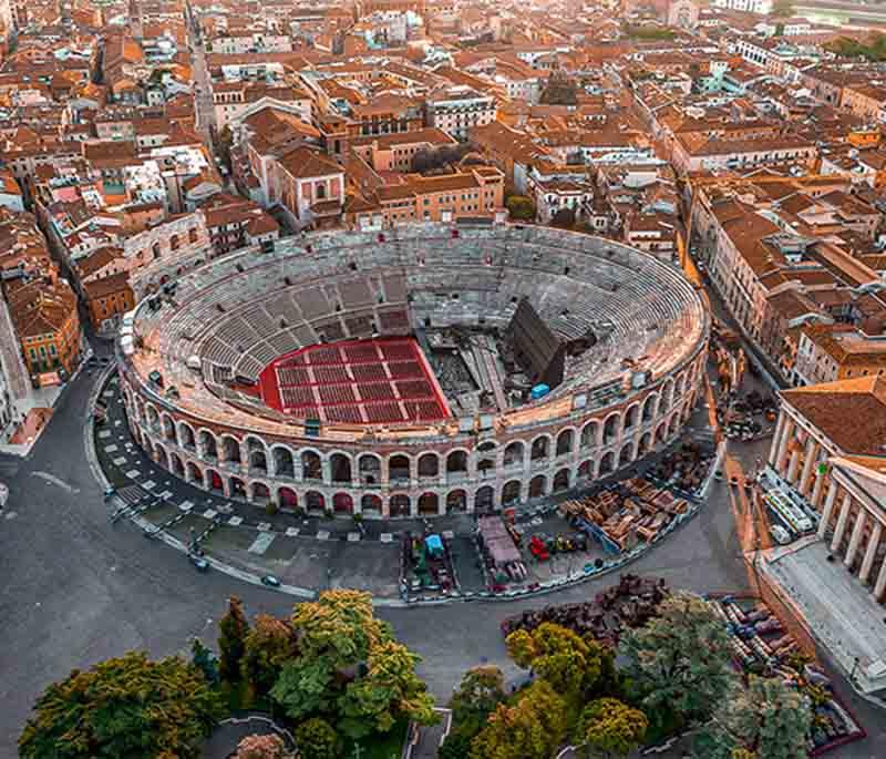 Verona Arena, Verona, a well-preserved Roman amphitheater still used for opera performances and concerts.