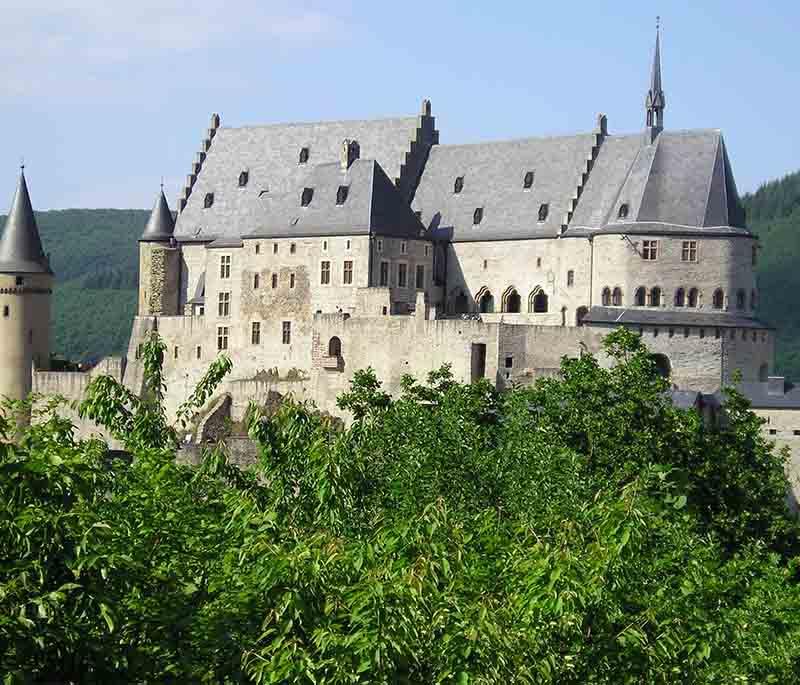 Vianden Castle, a stunning medieval castle perched on a hilltop in Vianden, offering beautiful views and rich history.