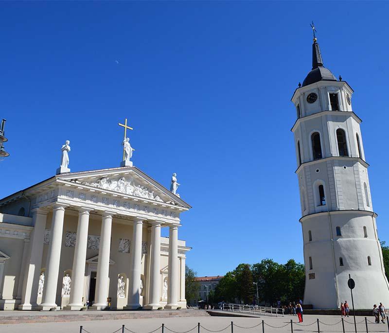 Vilnius Cathedral: Neoclassical cathedral in Vilnius, known for its beautiful architecture and historical importance.