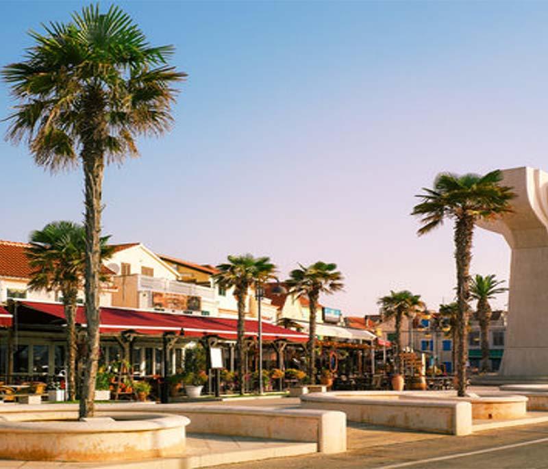 Vodice, a popular tourist destination with beautiful beaches, lively nightlife, and numerous water sports.