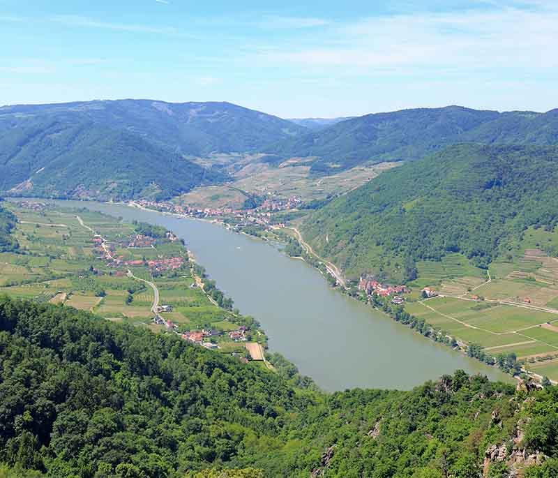 Wachau Valley in Lower Austria: Celebrated for its vineyards, apricot orchards, charming villages, and scenic beauty.