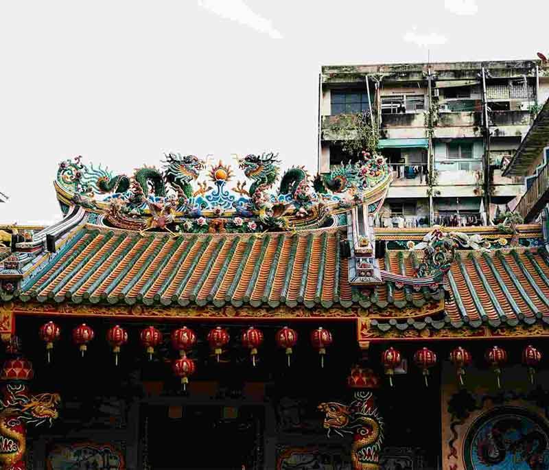Wong Tai Sin Temple in Hong Kong, a famous Taoist temple known for its fortune-telling and vibrant architecture.