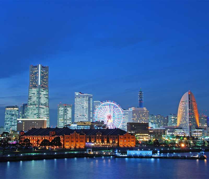 Yokohama, a port city known for its waterfront, modern architecture, and attractions like Chinatown and Minato Mirai.