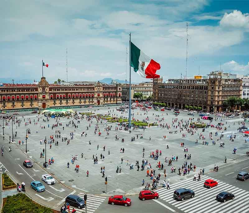 Zocalo, Mexico City - Plaza de la Constitucion, massive square, heart of capital, major cultural events site.