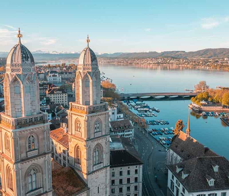 Zurich - Switzerland's largest city, known for its financial district, vibrant cultural scene, and beautiful old town.