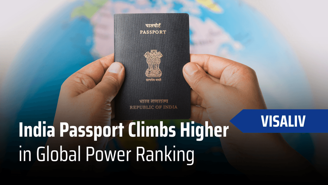 India’s passport climbs to 77th in the Henley Index with visa-free or visa-on-arrival access to 59 countries.