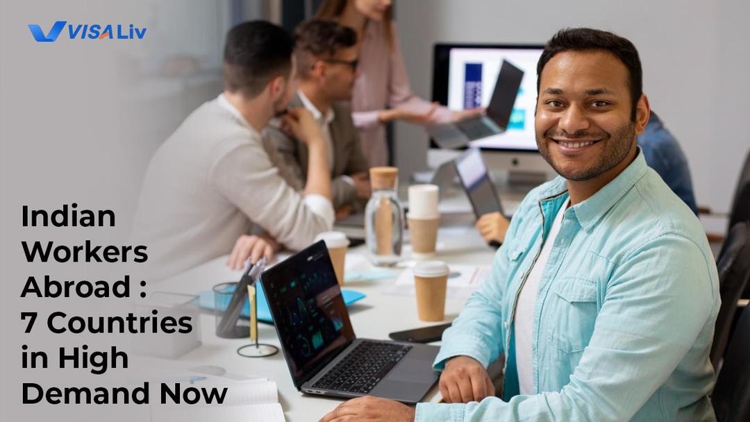 Illustration highlighting seven countries where Indian workers are currently in high demand globally.