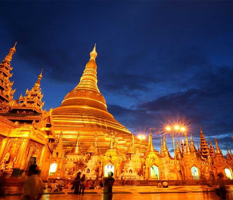 Shwedagon Pagoda, Yangon - A golden stupa towering over Yangon, known as Myanmar’s most sacred Buddhist site.